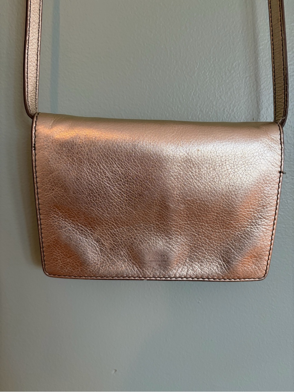 Fossil Metallic Rose Gold Leather Crossbody Wallet Bag This That The Other Pink
